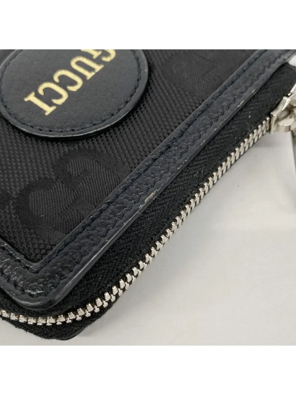 ★SOLD★ Gucci Wallet Jumbo GG Canvas Black Silver - Picture 5 of 9